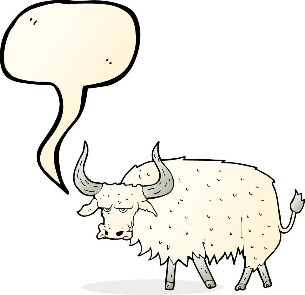 cartoon annoyed hairy ox with speech bubble vector
