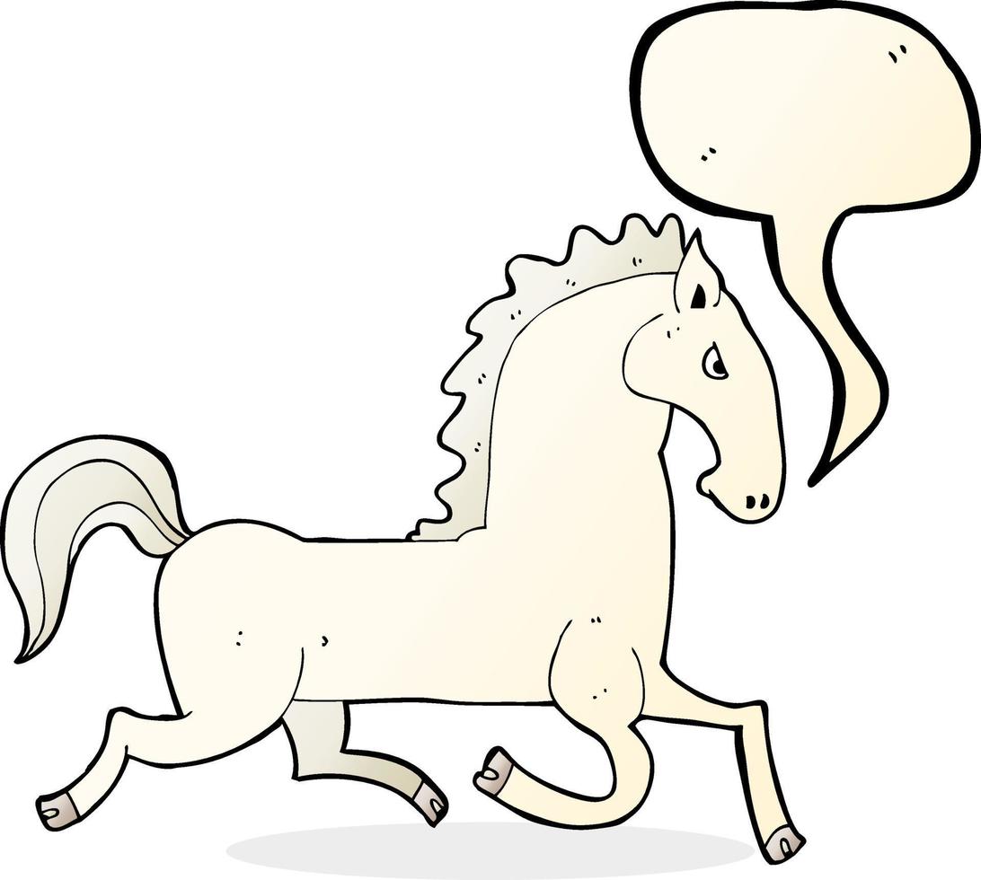 cartoon running white stallion with speech bubble vector