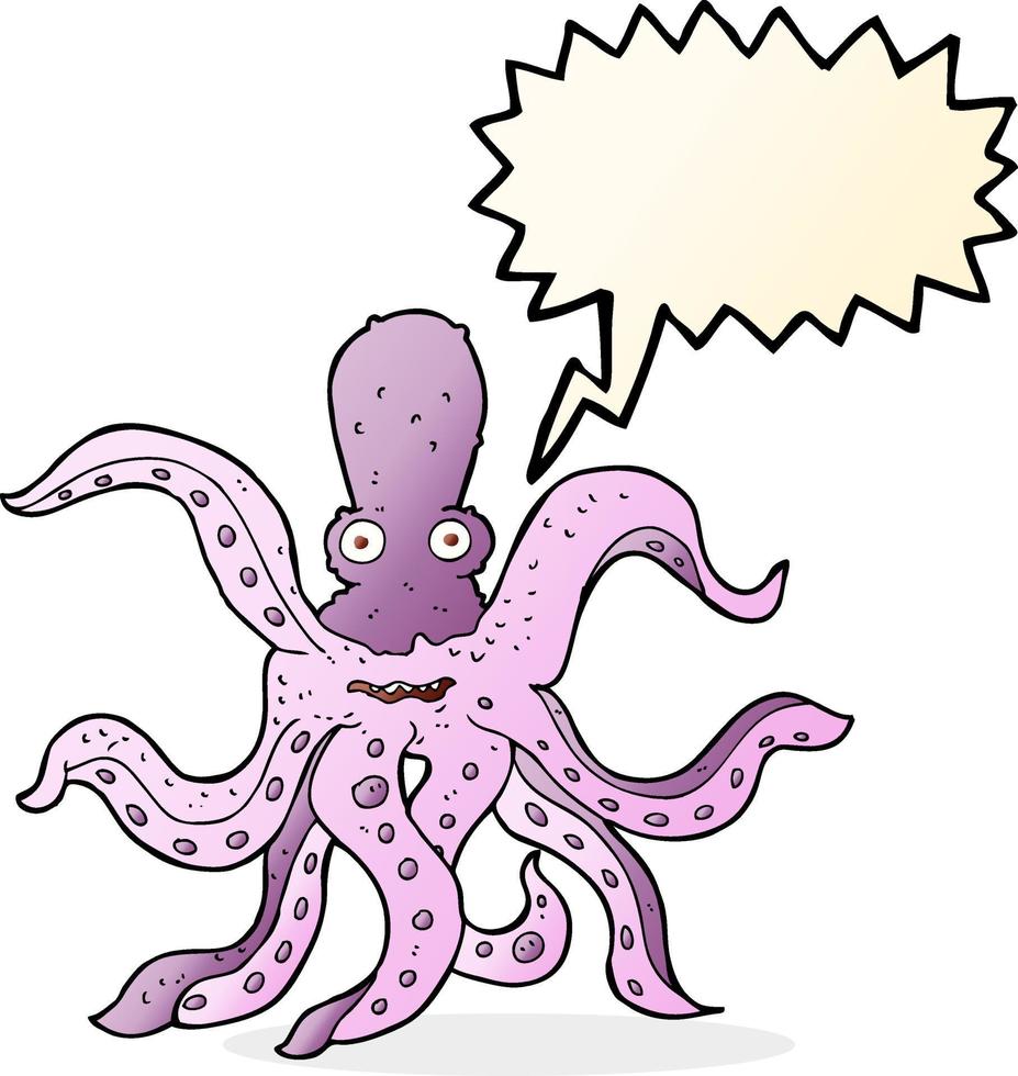 cartoon giant octopus with speech bubble vector