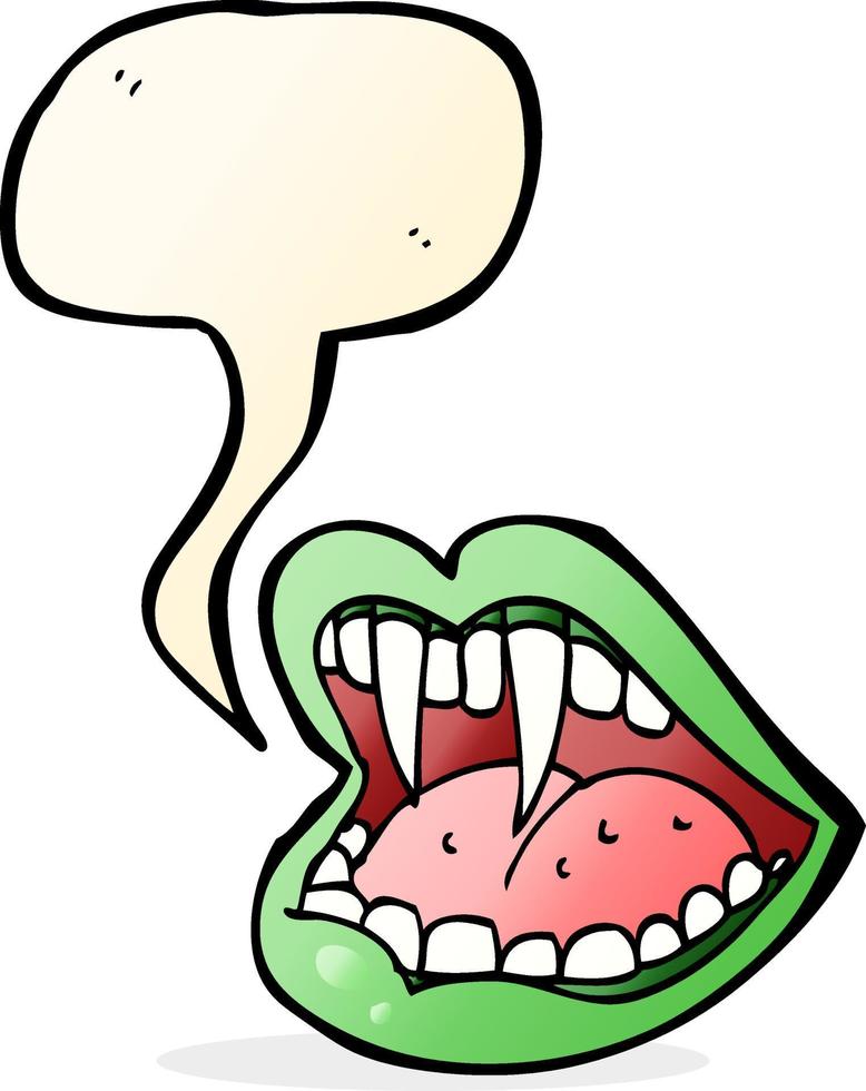 cartoon vampire mouth with speech bubble vector