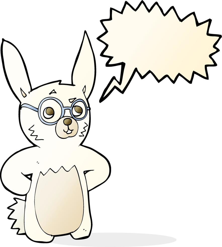 cartoon rabbit wearing spectacles with speech bubble vector