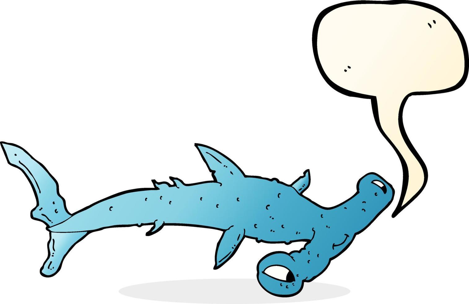 cartoon hammerhead shark with speech bubble vector