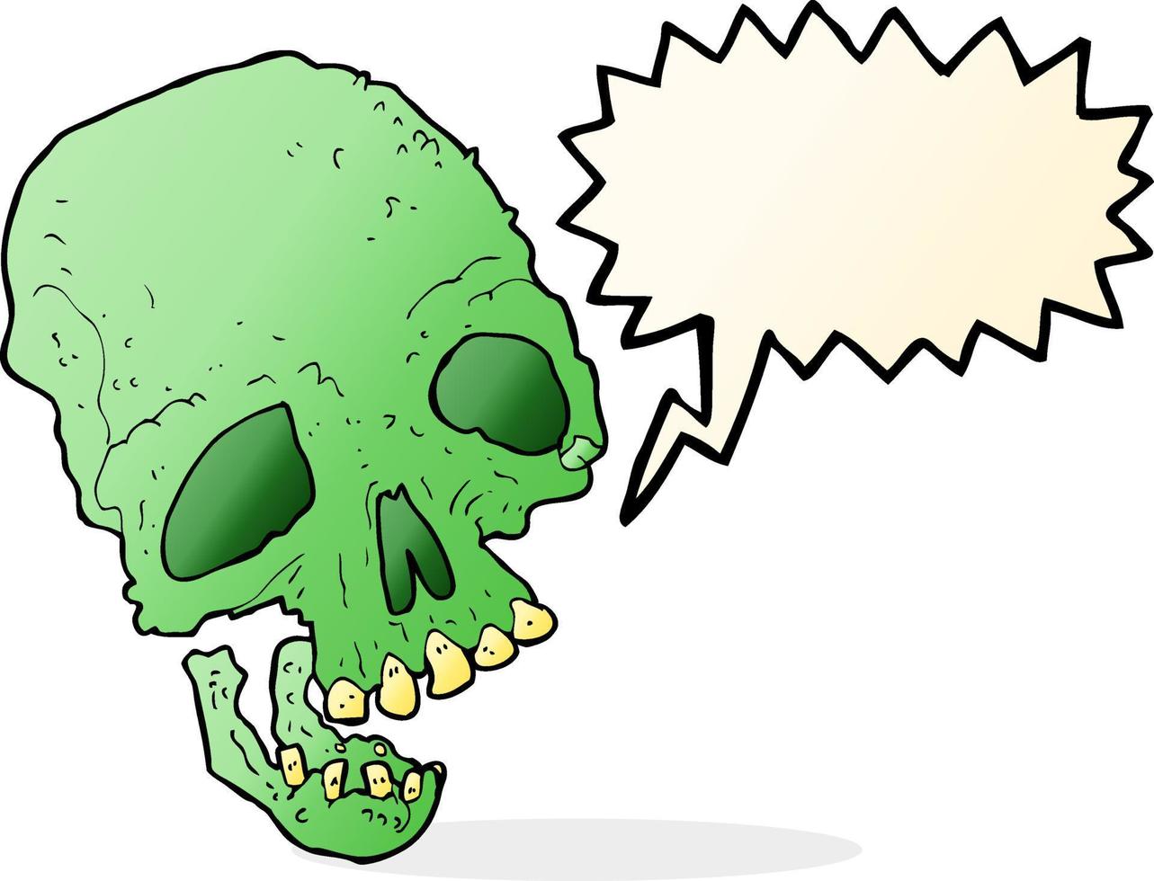 cartoon ancient spooky skull with speech bubble vector