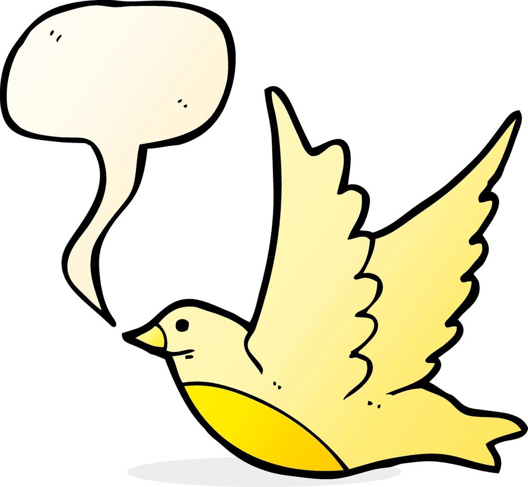 cartoon flying bird with speech bubble vector