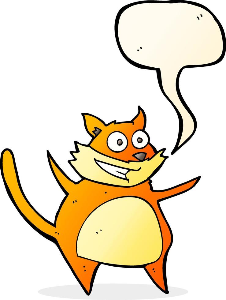 gato de divertidos dibujos animados con burbujas de discurso vector