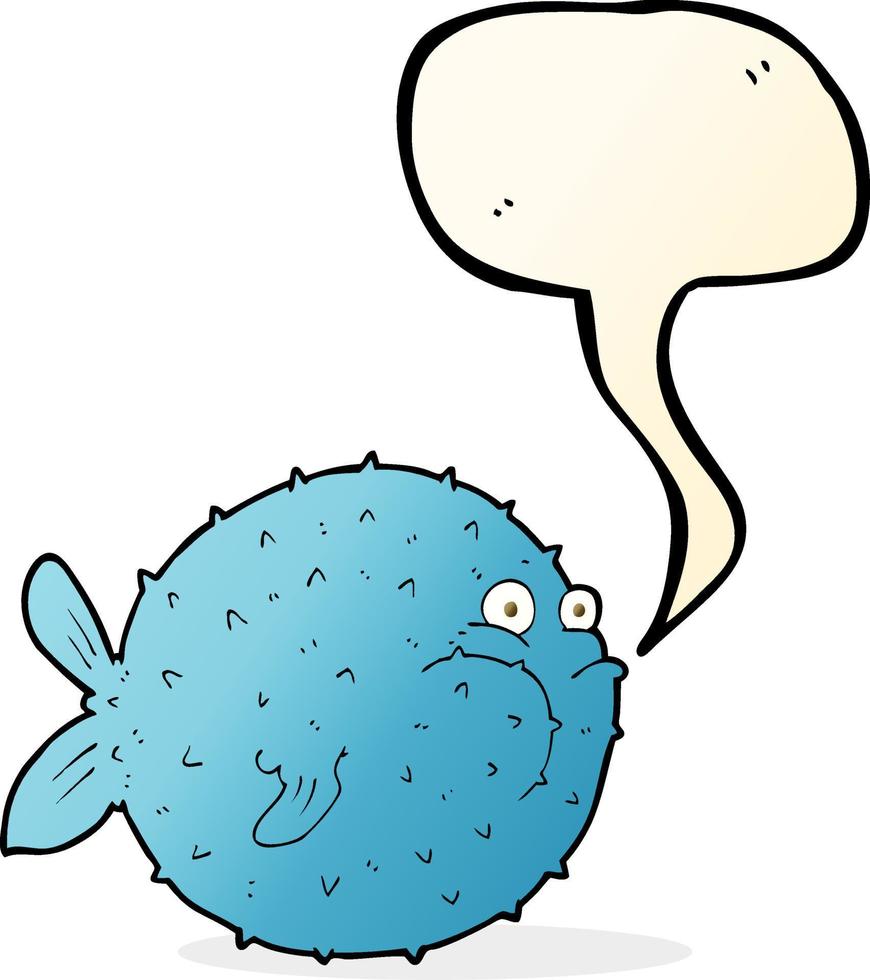 cartoon puffer fish with speech bubble vector