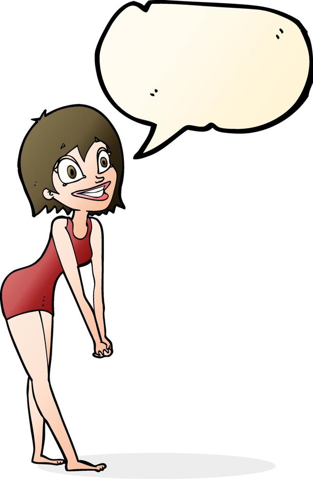 cartoon excited woman with speech bubble vector