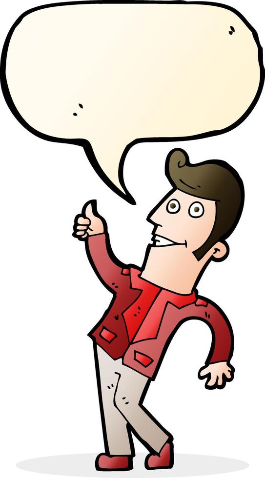 cartoon man giving thumbs up sign with speech bubble vector
