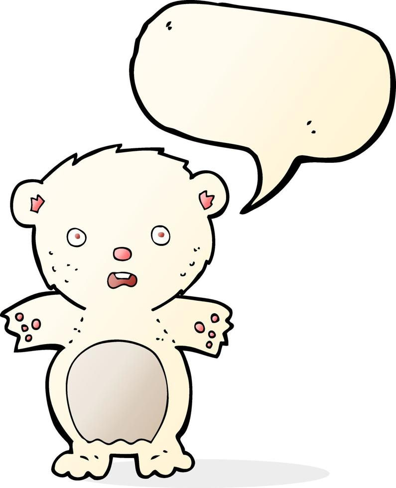 frightened polar bear cartoon with speech bubble vector