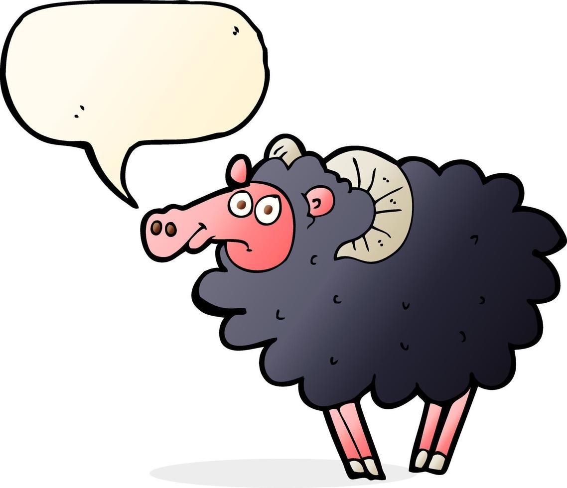 cartoon black sheep with speech bubble vector