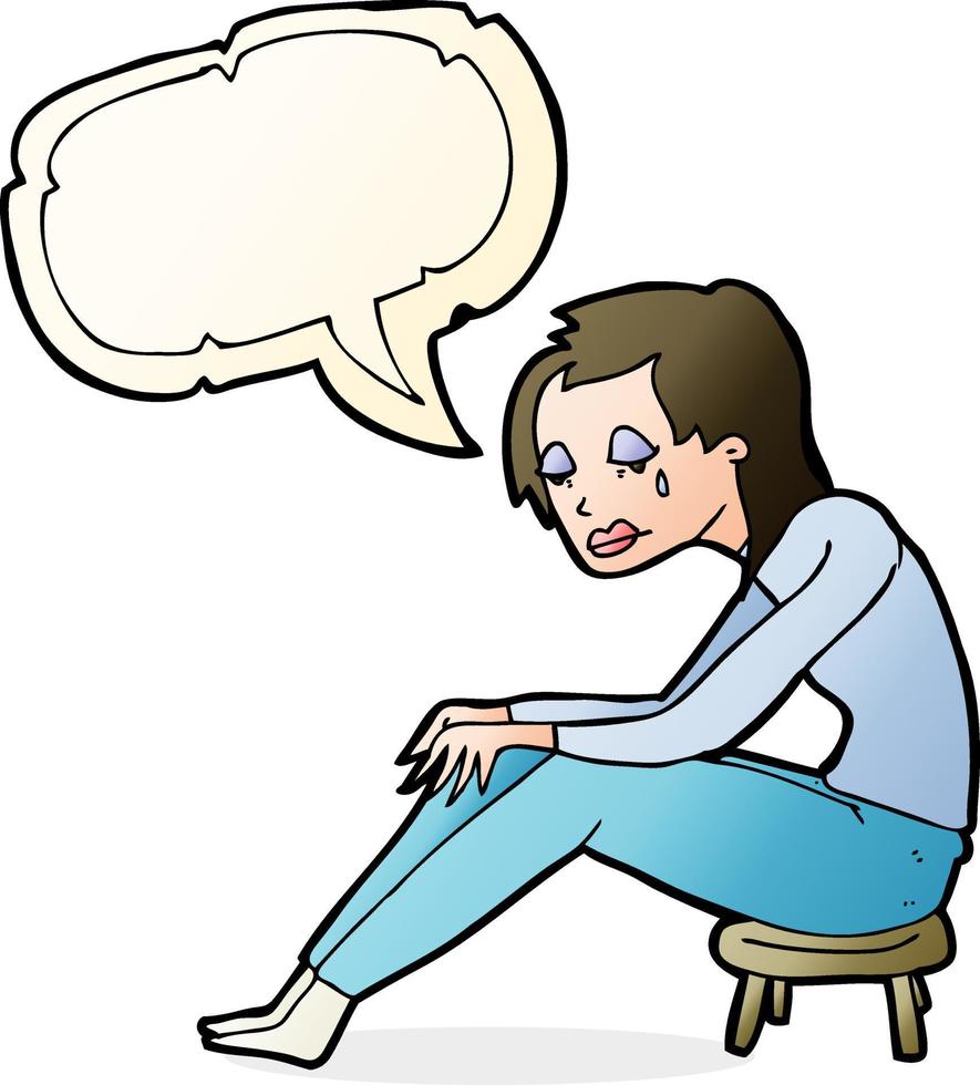cartoon crying woman with speech bubble vector
