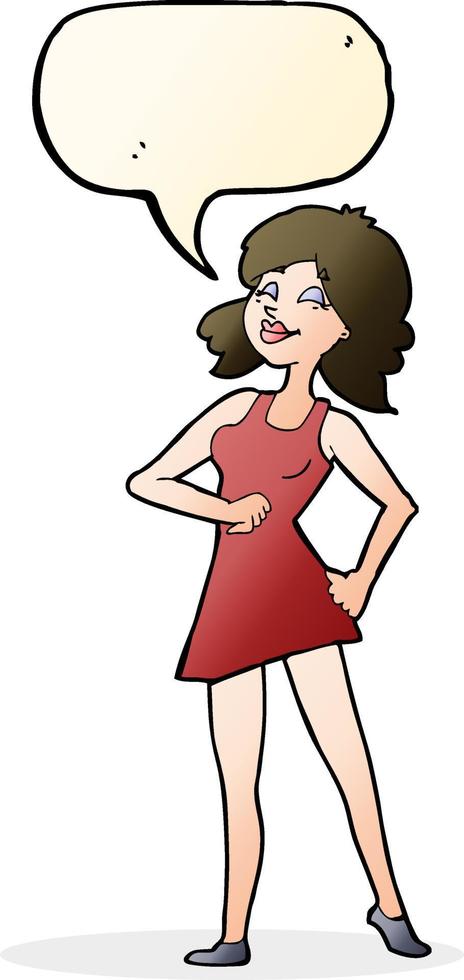 cartoon proud woman with speech bubble vector