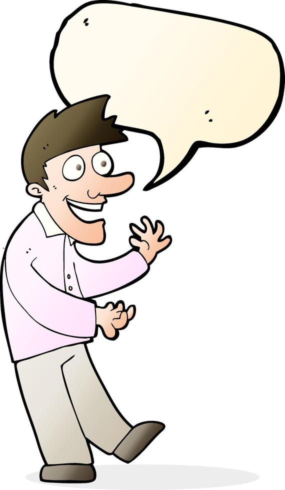 cartoon excited man with speech bubble vector