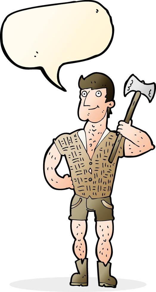 cartoon lumberjack with speech bubble vector