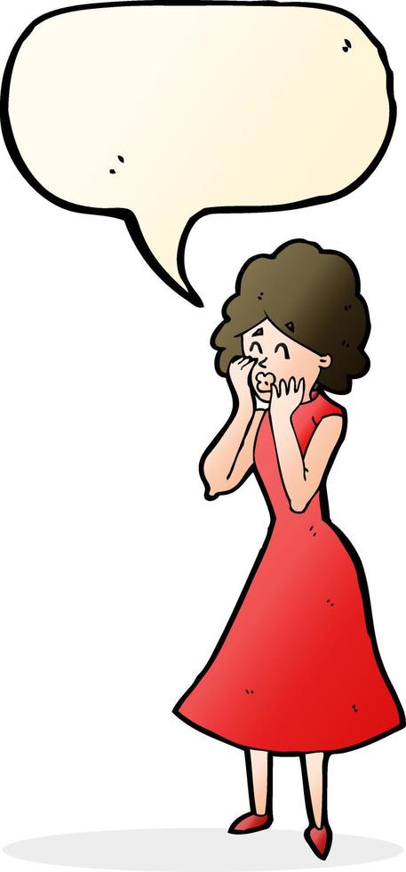 cartoon worried woman with speech bubble vector