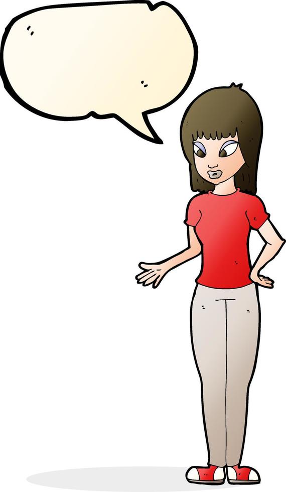 cartoon woman explaining with speech bubble vector