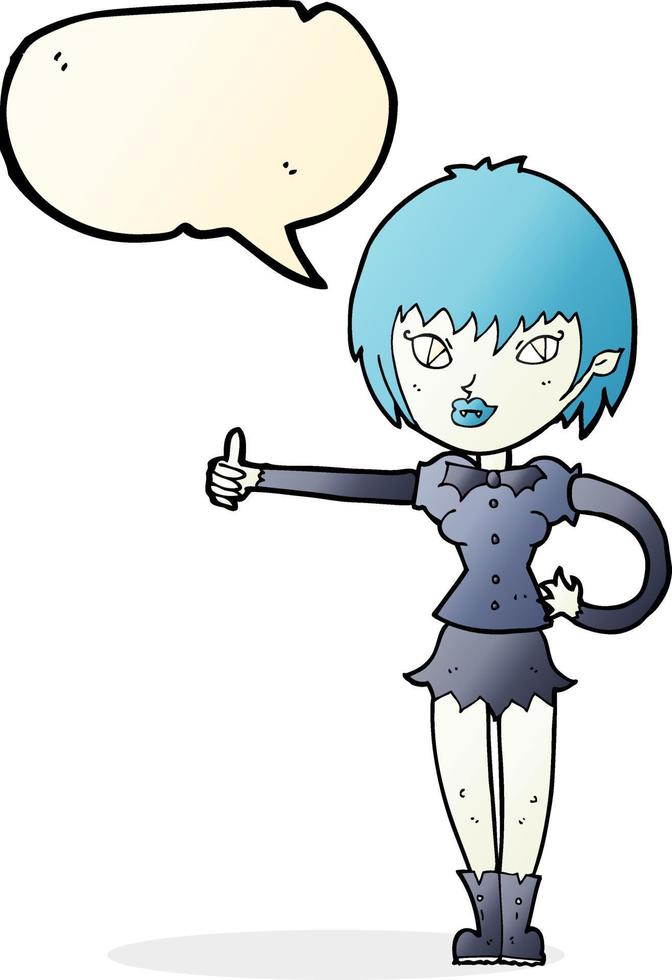 cartoon vampire girl giving thumbs up sign with speech bubble vector