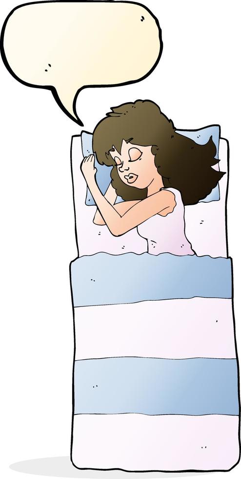 cartoon sleeping woman with speech bubble vector