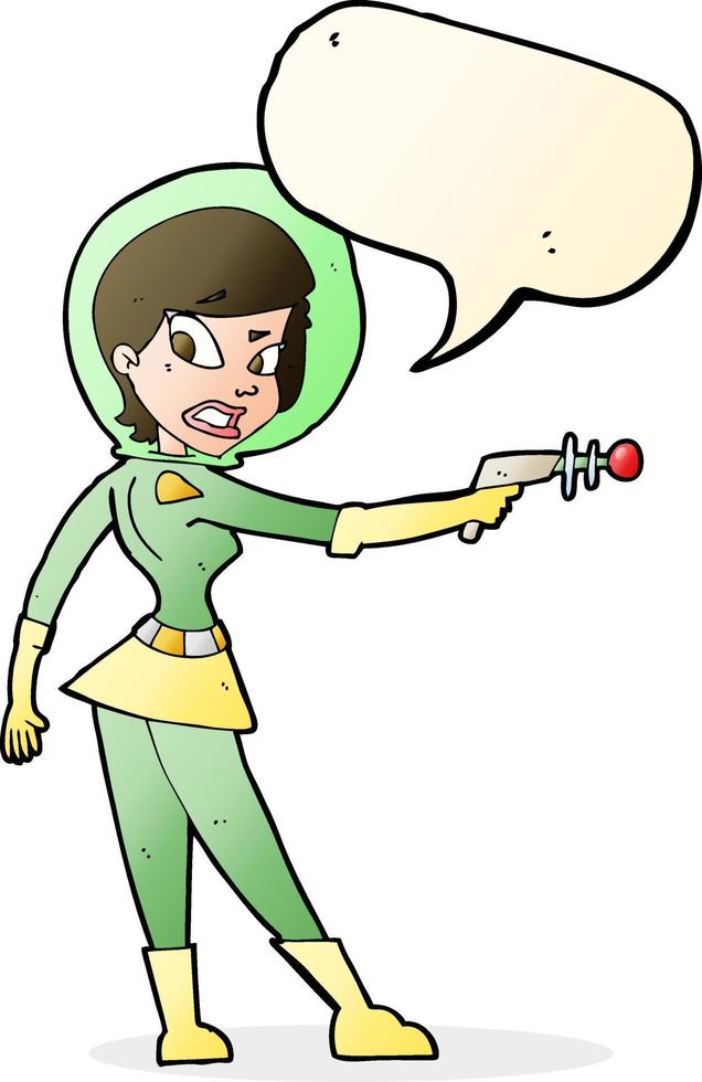 cartoon sci fi girl with speech bubble vector