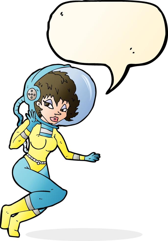 cartoon space woman with speech bubble vector