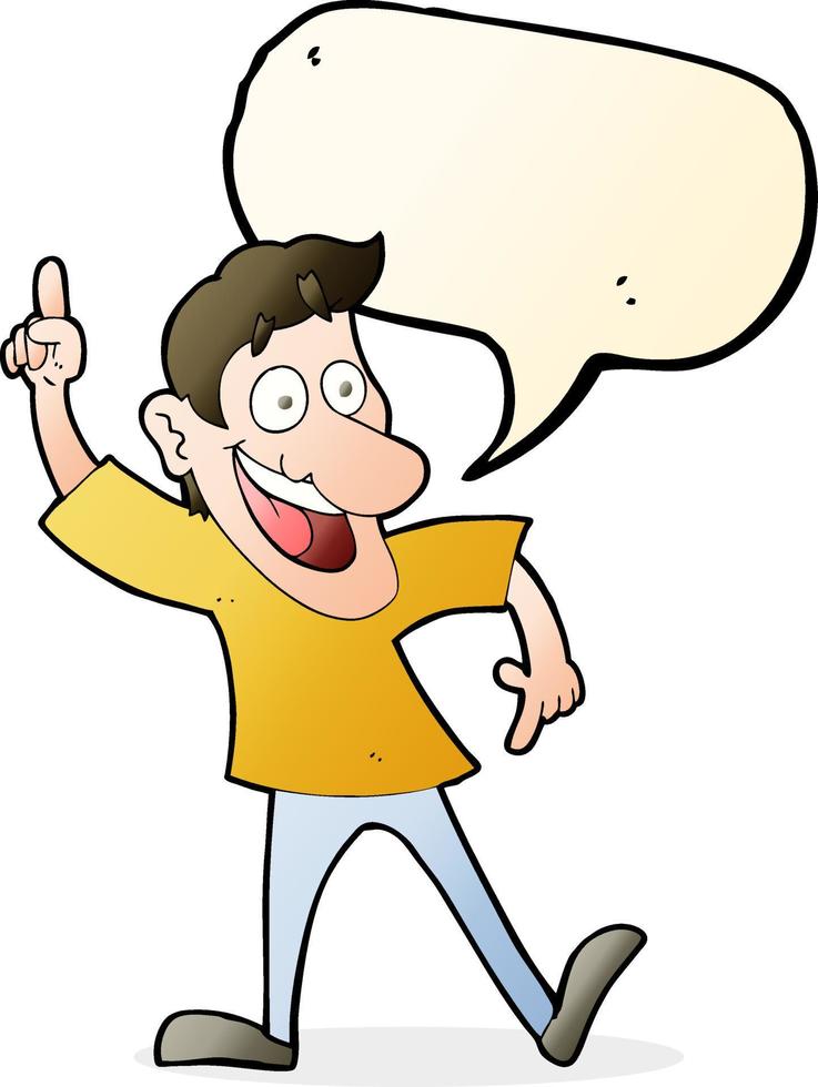 cartoon man with great idea with speech bubble vector