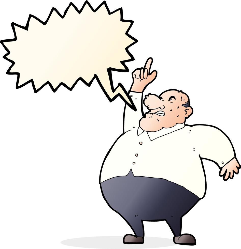 cartoon big fat boss with speech bubble vector