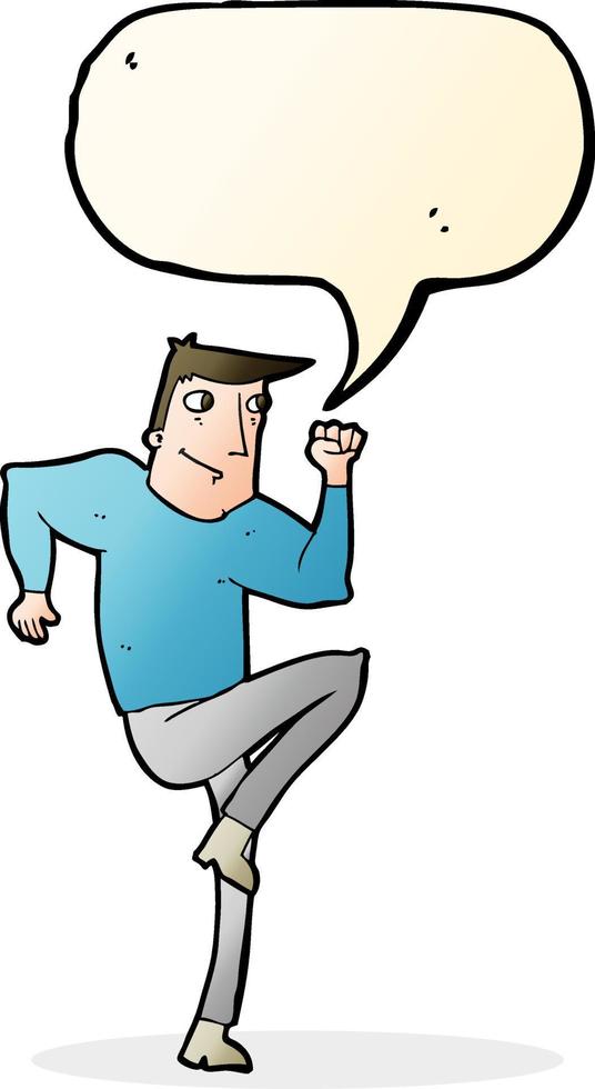 cartoon man jogging on spot with speech bubble vector