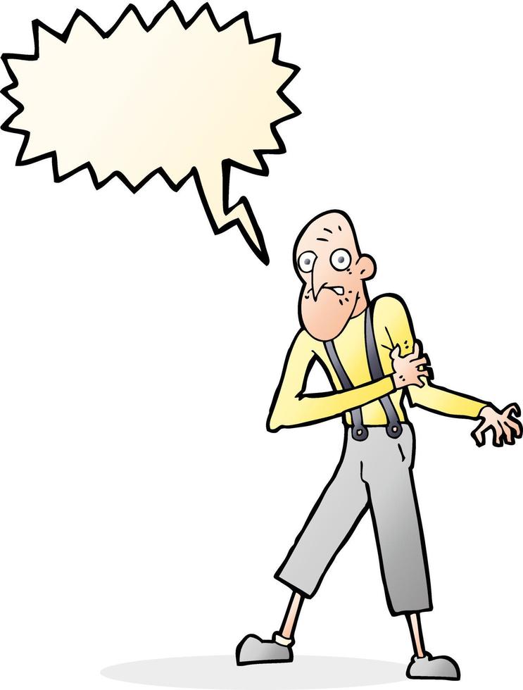 cartoon old man having heart attack with speech bubble vector