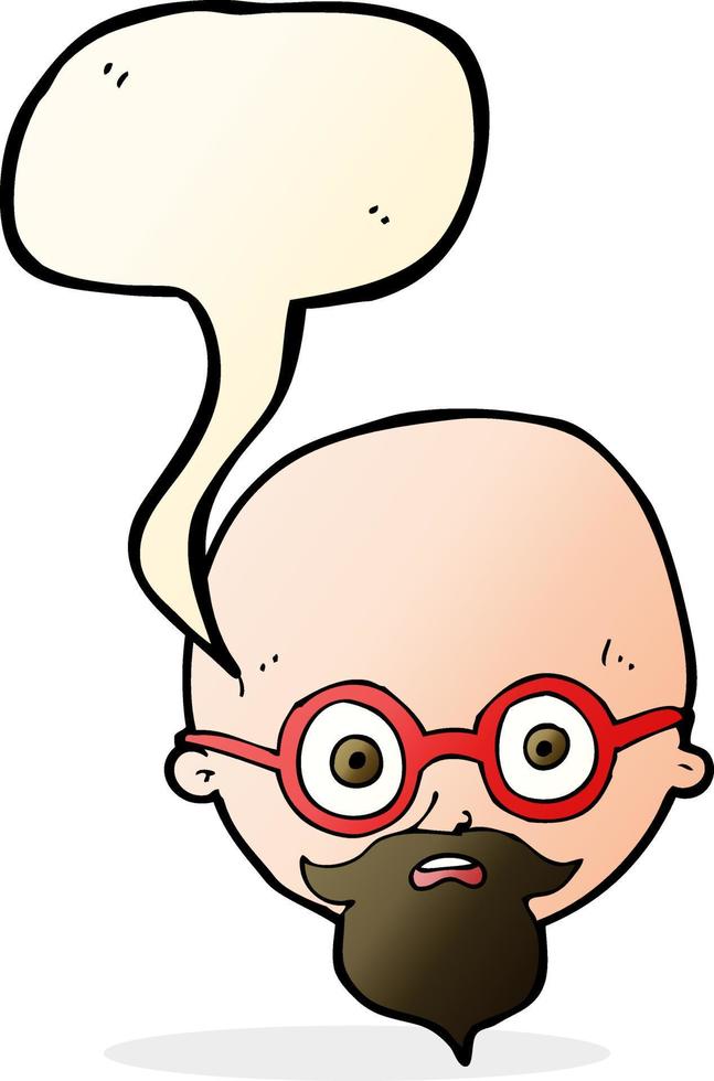cartoon shocked man with beard with speech bubble vector