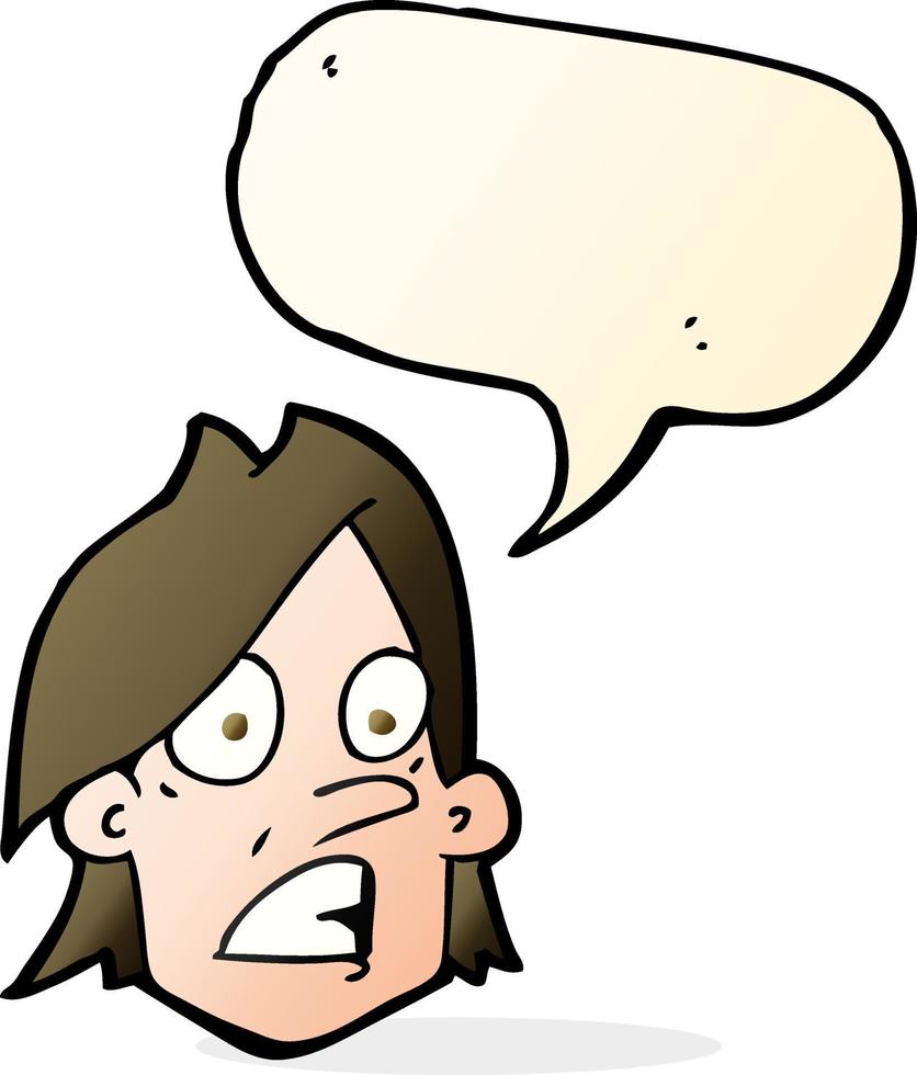 cartoon frightened face with speech bubble vector