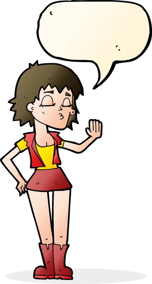 cartoon cool girl with speech bubble vector