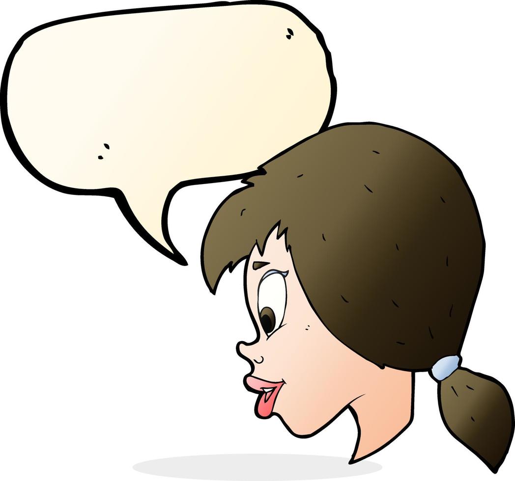cartoon pretty female face with speech bubble vector