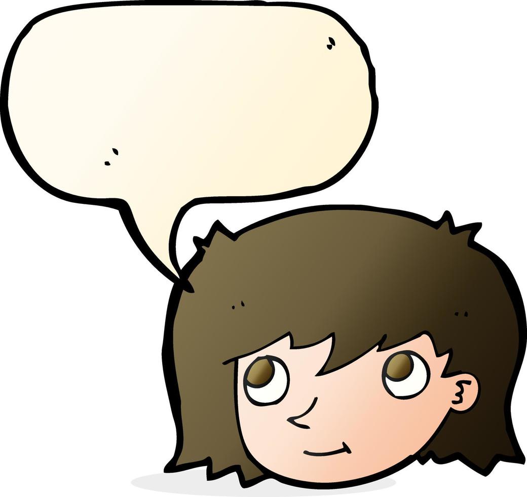 cartoon female face with speech bubble vector