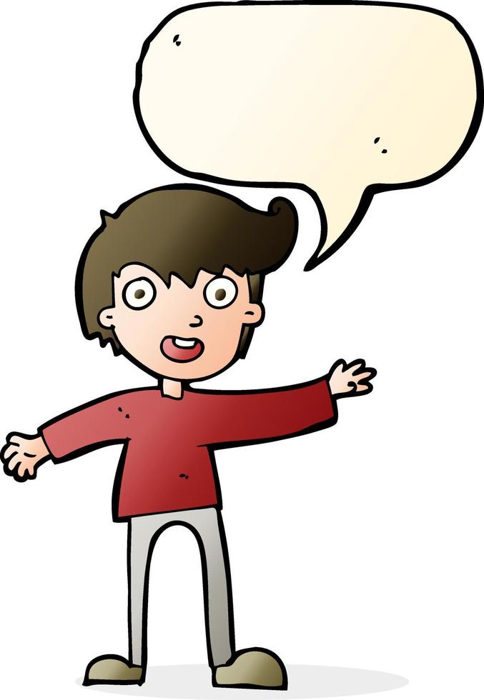 cartoon excited boy with speech bubble vector