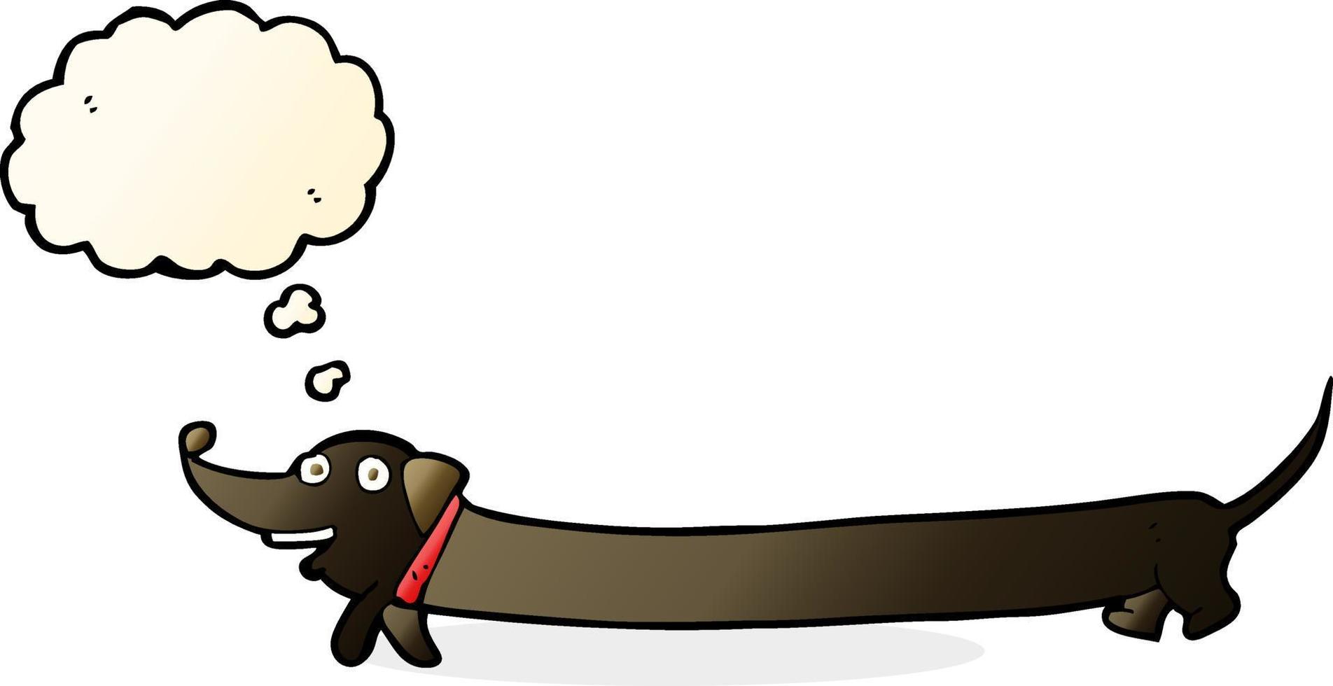 cartoon dachshund with thought bubble vector