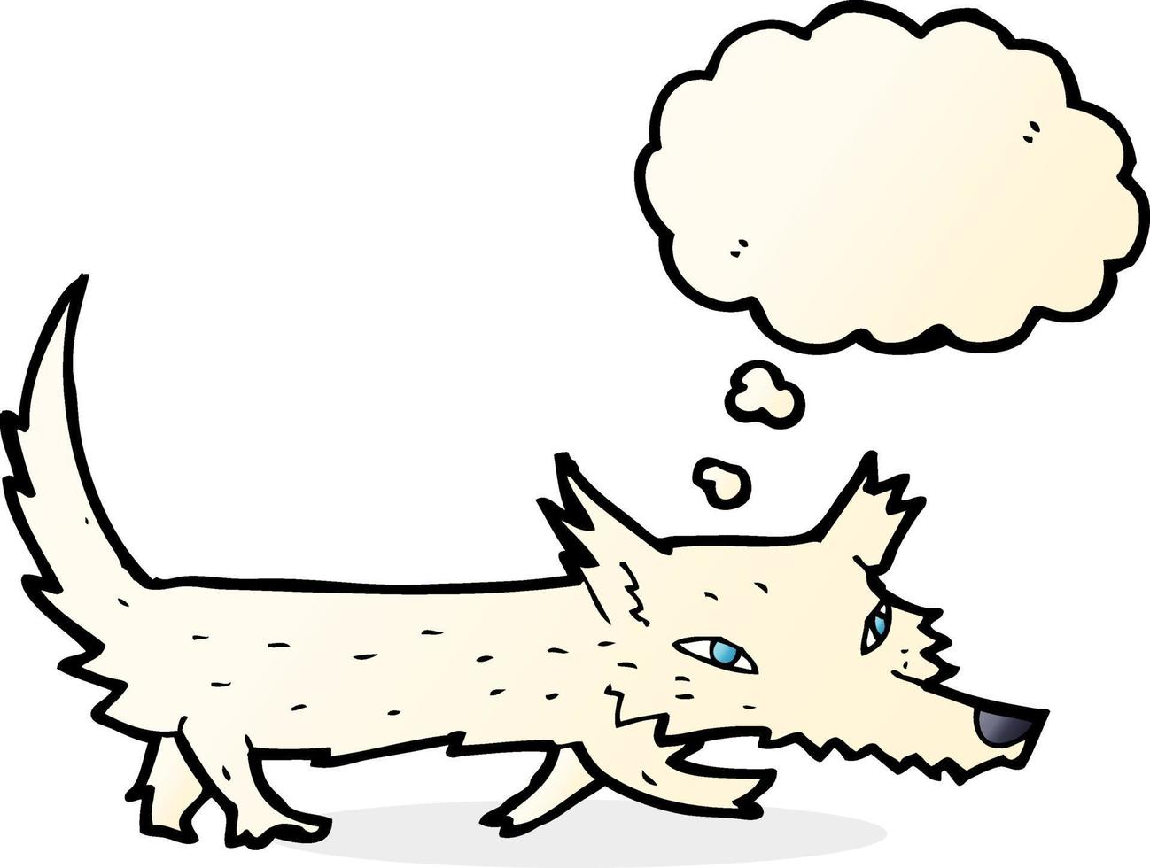 cartoon little wolf with thought bubble vector