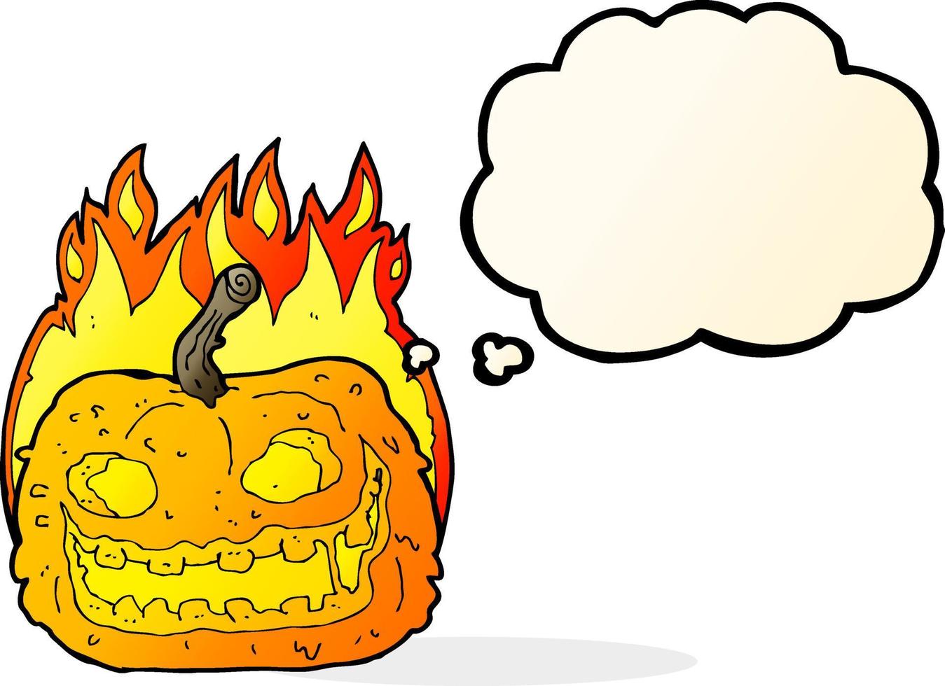 cartoon spooky pumpkin with thought bubble vector