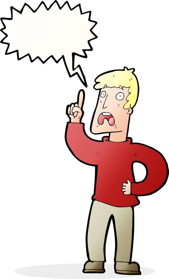 cartoon man with complaint with speech bubble vector