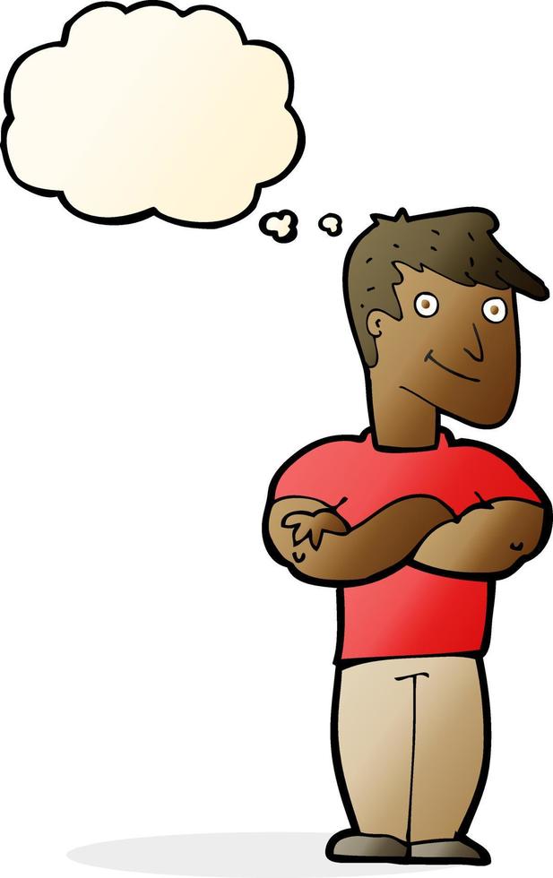 cartoon muscular man with thought bubble vector