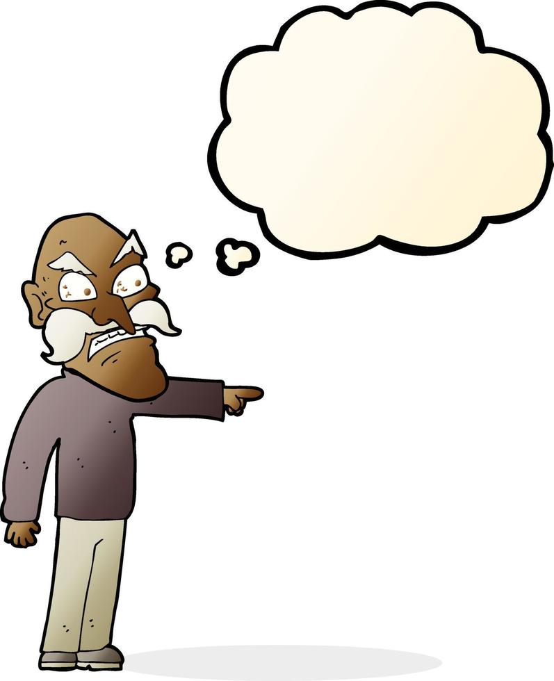 cartoon furious old man with thought bubble vector