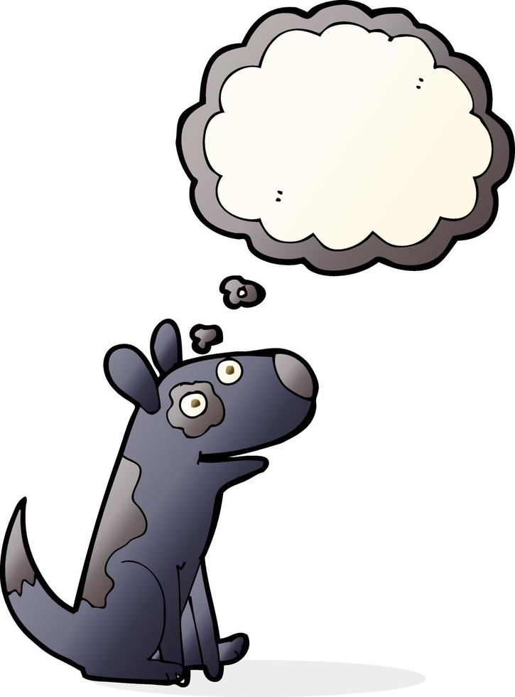 cartoon happy dog with thought bubble vector