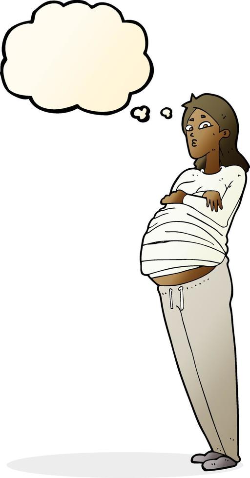 cartoon pregnant woman with thought bubble vector