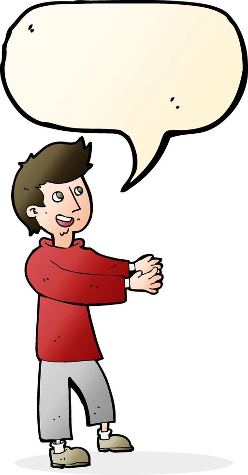 cartoon happy man with speech bubble vector