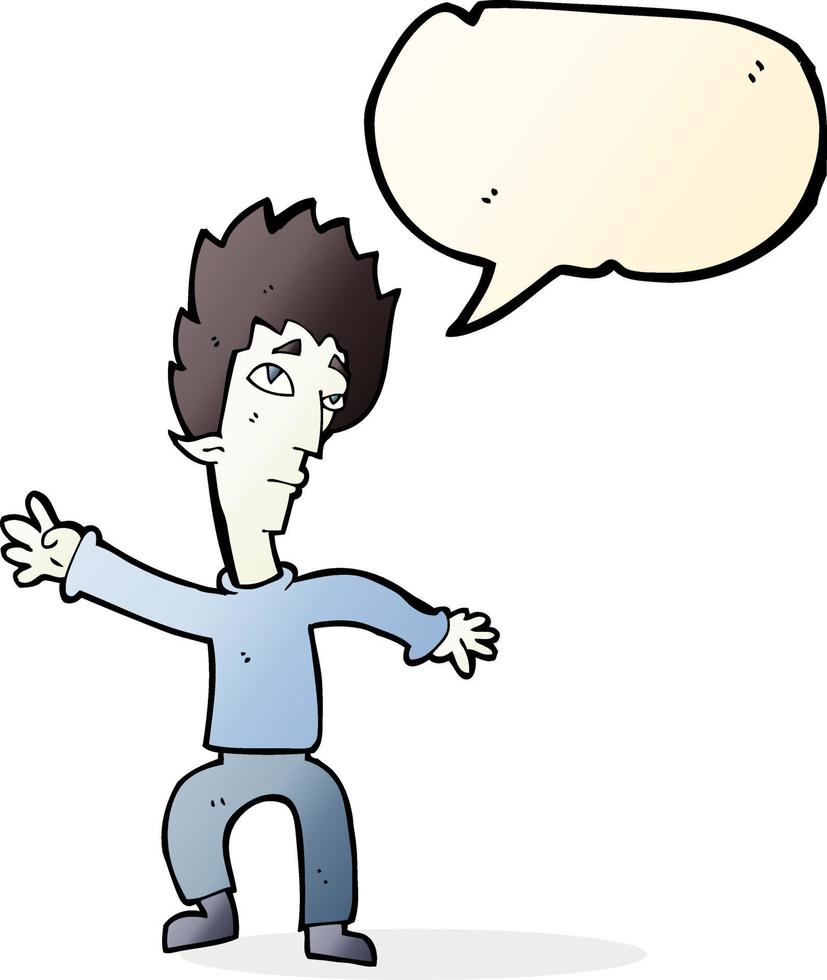 cartoon vampire man with speech bubble vector