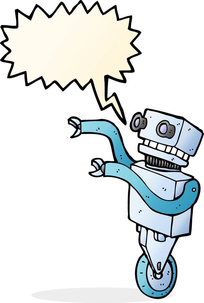 cartoon funny robot with speech bubble vector