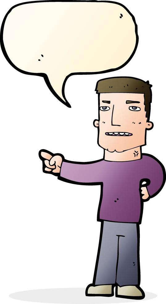 cartoon man pointing with speech bubble vector