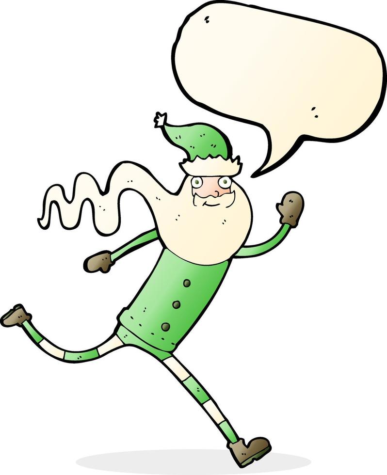cartoon running santa with speech bubble vector