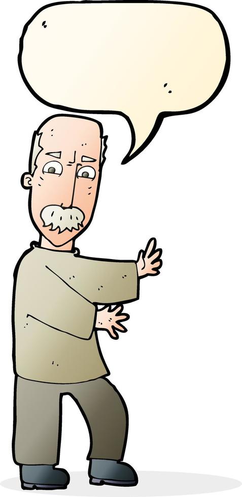 cartoon angry old man with speech bubble vector