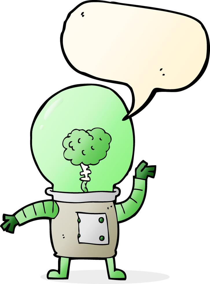 cartoon robot cyborg with speech bubble vector