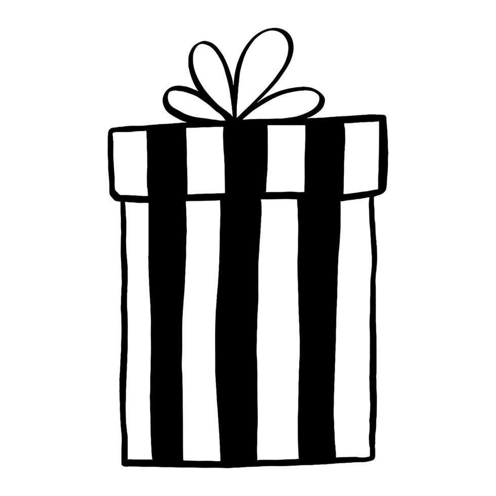 elementos de regalo de doodle de línea negra. ilustración vectorial sobre navidad o cumpleaños. vector